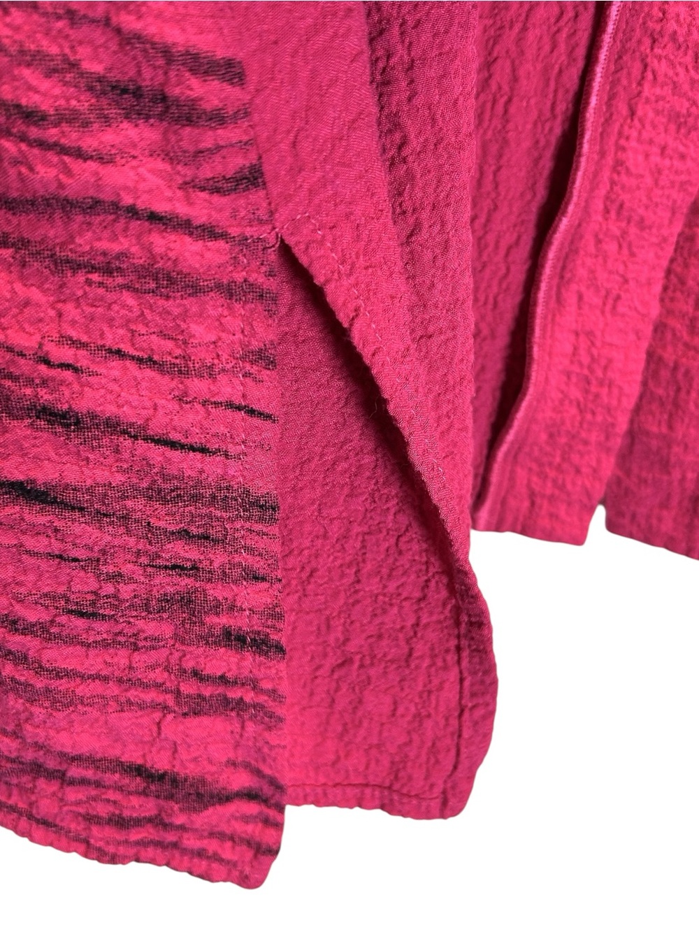 Ali Miles Fuchsia & Black Lagenlook Button-up Tunic w/ 3/4 Sleeves - Size 2X - Picture 8 of 9